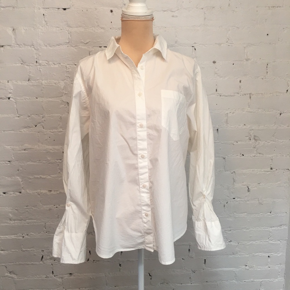 10 Crosby Derek Lam white cotton Wesley shirt xl cinched cuff